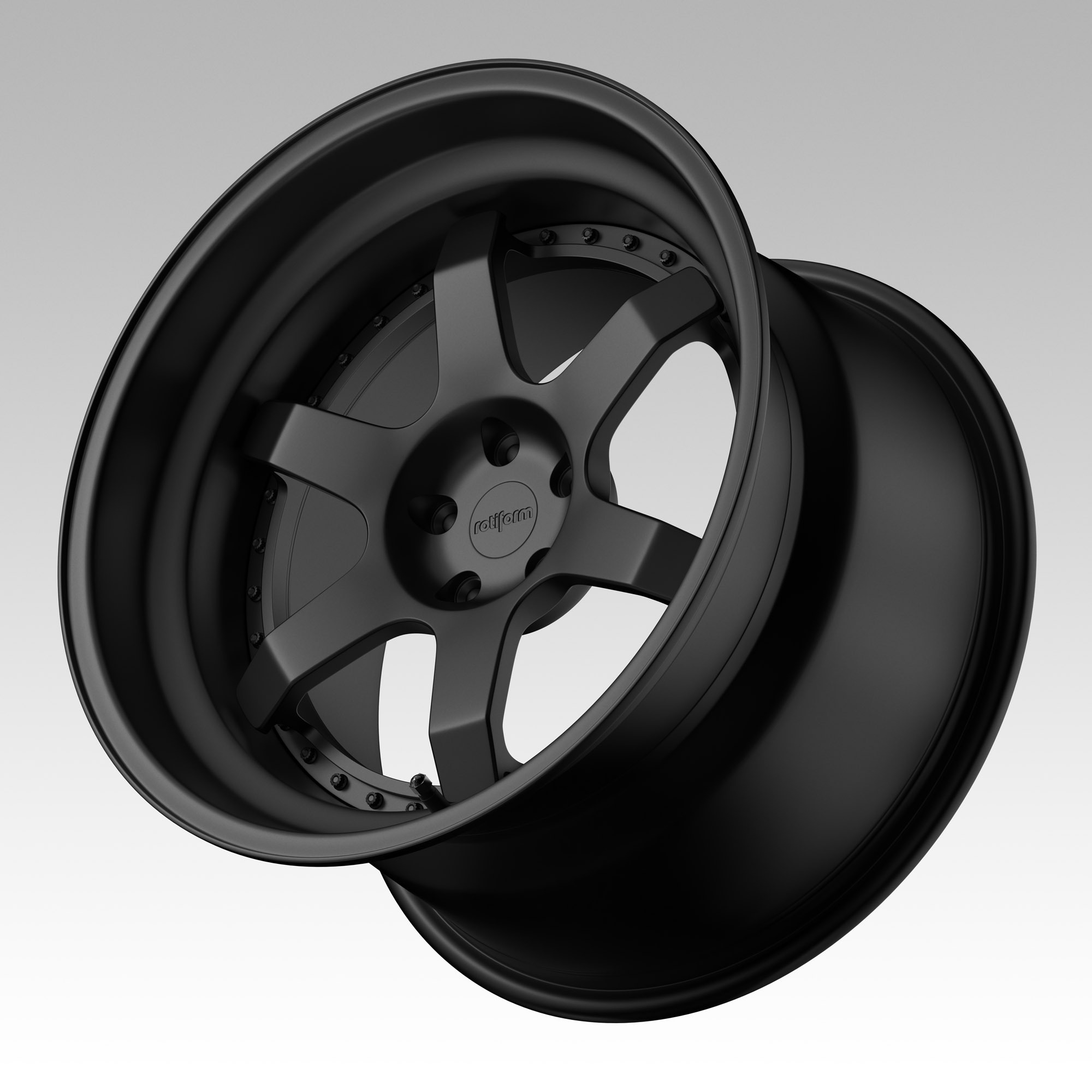 Rotiform SIX Matt Black Alloy Wheel 3D CGI Render Wipdesigns 2