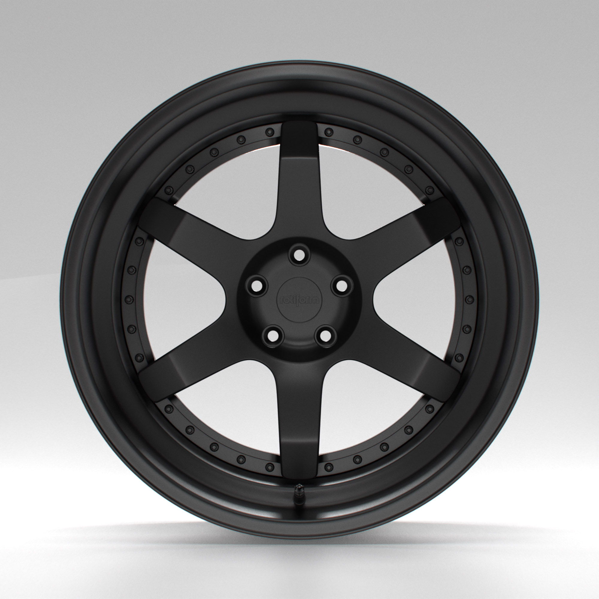 Rotiform SIX Matt Black Alloy Wheel 3D CGI Render Wipdesigns 3